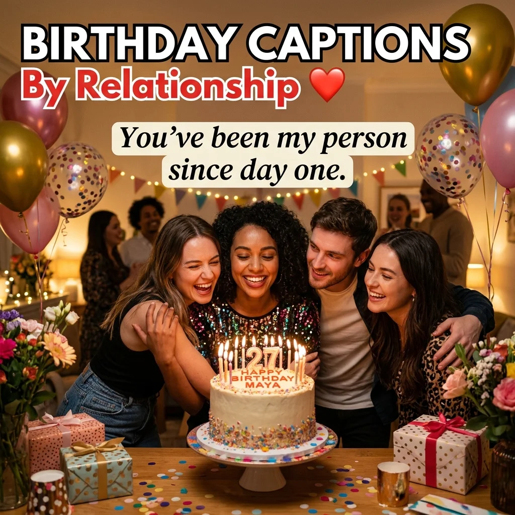 300+ Birthday Captions for Instagram: Funny, Cute & Perfect Ideas for Every Birthday Photo 4 Birthday Captions by Relationship